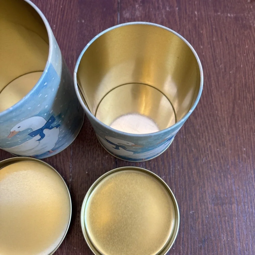 Vintage‎ Blue Bow Nesting Goose Canisters Tins 80s Country Farmhouse